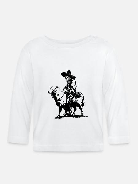Schaf mit Schäfer - Baby Bio-Langarmshirt - Weiß