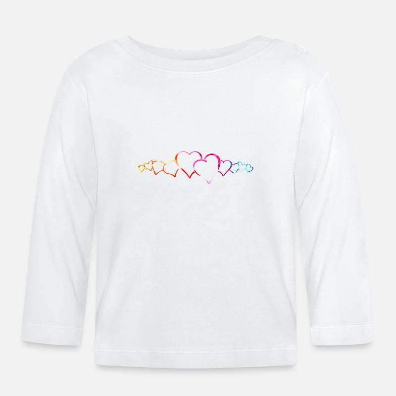 Herzen - Baby Bio-Langarmshirt - Weiß