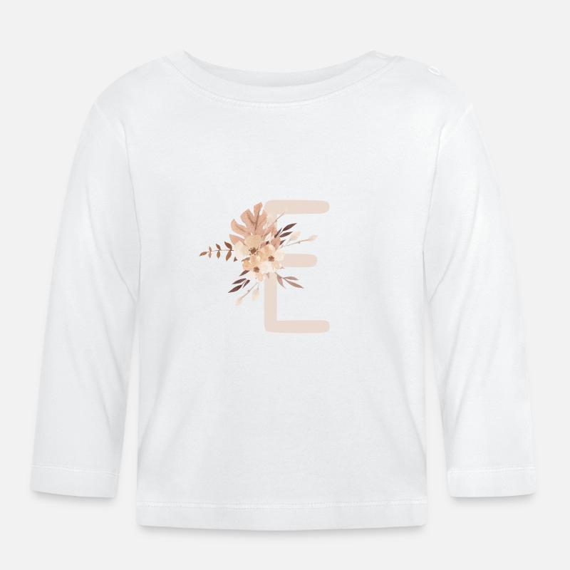 BOHO Art Letter E - Baby Bio-Langarmshirt - Weiß