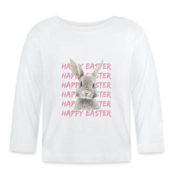 Pastellhase mit Easter-Muster - Baby Bio-Langarmshirt - Weiß - Vorne