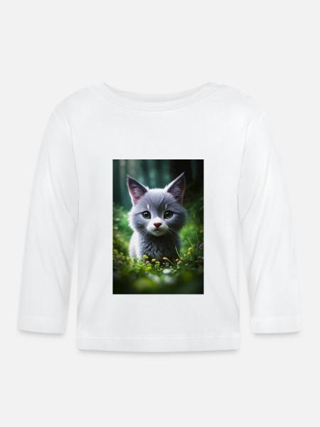 Cute Kitty - Baby Bio-Langarmshirt - Weiß