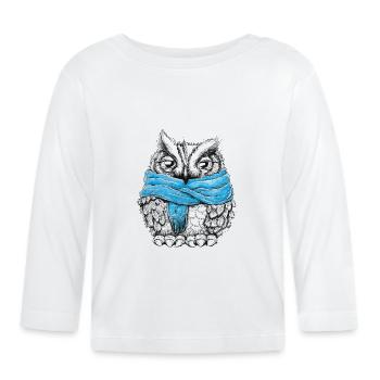 Eule mit Schal - Baby Bio-Langarmshirt - Weiß - Vorne