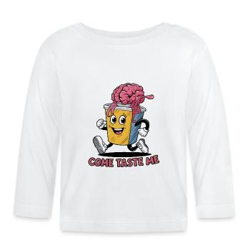 Funny juice cup with brain - Organic Baby Long Sleeve T-Shirt - white - Front