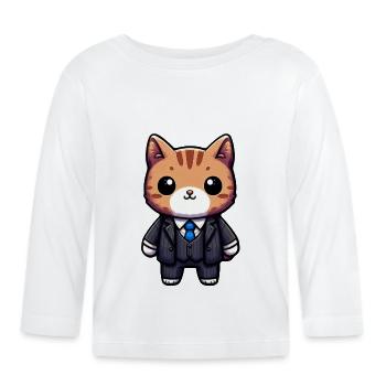 Charmant Cat Executive - T-shirt manches longues bio Bébé - blanc - Devant