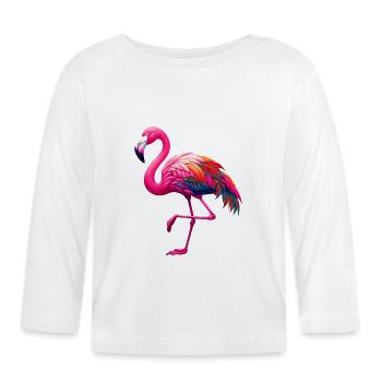 Flamingo - Baby Bio-Langarmshirt - Weiß - Vorne