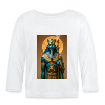 Ptah, dieu à la peau bleue, tenant un sceptre, brillant - T-shirt manches longues bio Bébé - blanc - Devant