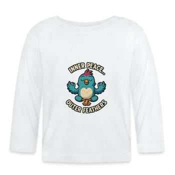 Inner Peace Outer Feather Design - Baby Bio-Langarmshirt - Weiß - Vorne