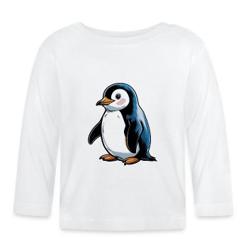 Comic Penguin Blue Tone - Organic Baby Long Sleeve T-Shirt - white - Front
