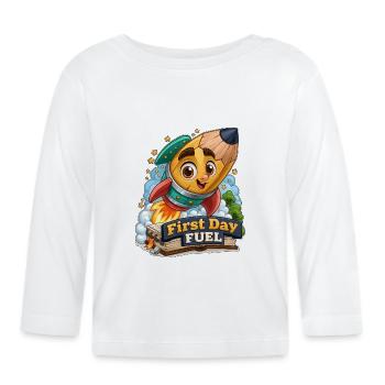 Crayon fusée carburant du premier jour - T-shirt manches longues bio Bébé - blanc - Devant