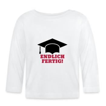 Doktorhut Endlich fertig Promotion Doktorarbeit - Baby Bio-Langarmshirt - Weiß - Vorne