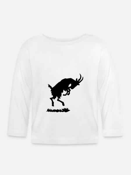 Ziegenbock schwarz - Baby Bio-Langarmshirt - Weiß