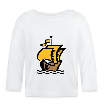 sailing ship - Organic Baby Long Sleeve T-Shirt - white - Front