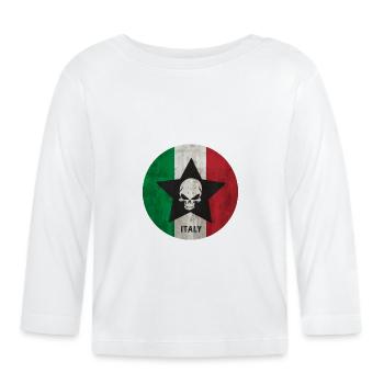 Italie étoile avec tête de mort dans le cadeau rétro - T-shirt manches longues bio Bébé - blanc - Devant