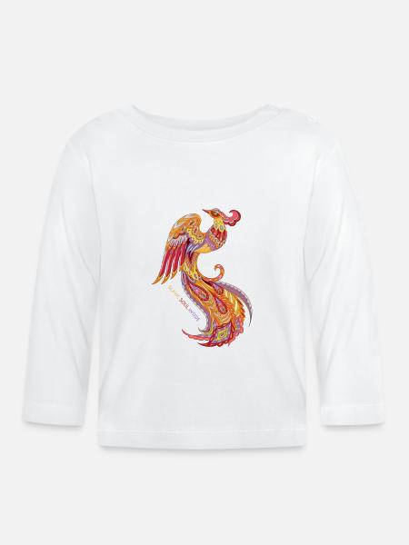Feuervogel Rarog slawischer Phönix - Baby Bio-Langarmshirt - Weiß