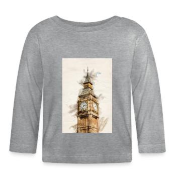 Londres Big Ben - T-shirt manches longues bio Bébé - gris chiné - Devant