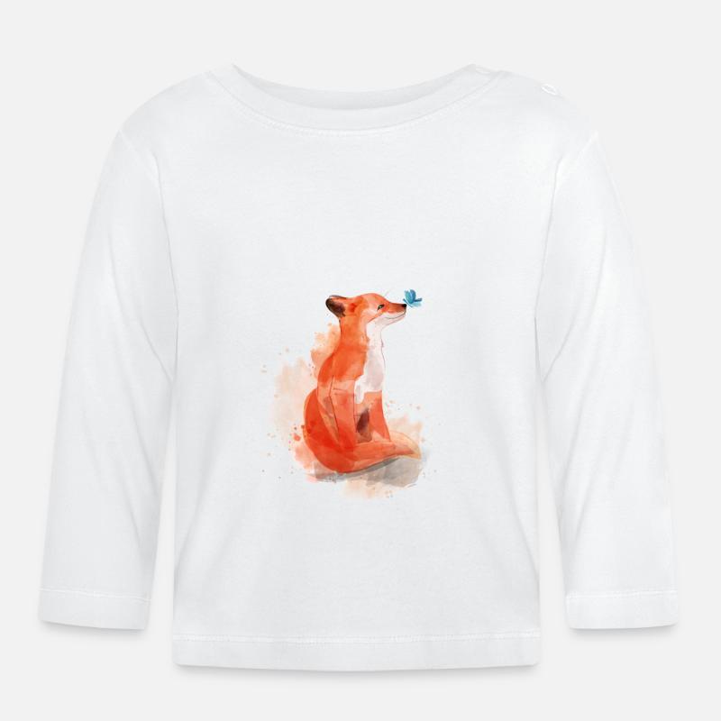 Papillon bébé renard - T-shirt manches longues bio Bébé - blanc