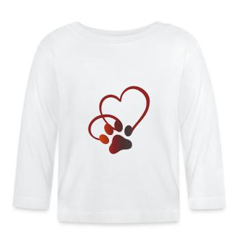 Cat Paw with Heart Cat Lover Cat Lover - Organic Baby Long Sleeve T-Shirt - white - Front
