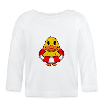 Bouée de sauvetage duck swimming - T-shirt manches longues bio Bébé - blanc - Devant