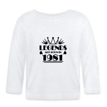 1981 - Born 1981 - Organic Baby Long Sleeve T-Shirt - white - Front