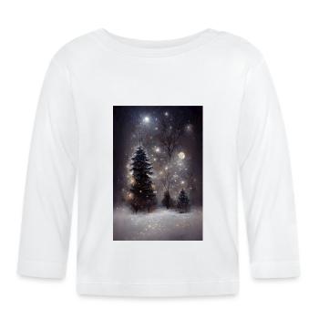 OIl Painted Christmas Tree - Organic Baby Long Sleeve T-Shirt - white - Front