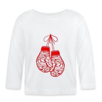 brain gloves - Organic Baby Long Sleeve T-Shirt - white - Front