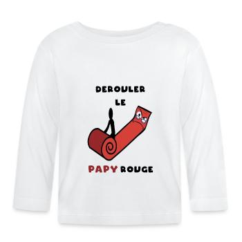 «Tapis papy» cadeau papy humour - T-shirt manches longues bio Bébé - blanc - Devant