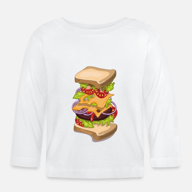 Großer Cheeseburger - Baby Bio-Langarmshirt - Weiß