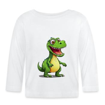 Cartoon of a Tyranosaurus. AI generated - Organic Baby Long Sleeve T-Shirt - white - Front