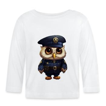 Hiboux Policier - T-shirt manches longues bio Bébé - blanc - Devant