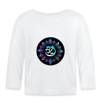 Om Lotus Neon Mandala - Organic Baby Long Sleeve T-Shirt - white - Front