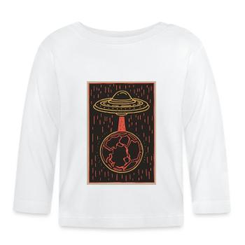 Schwebendes Raumschiff über Deutschland - Baby Bio-Langarmshirt - Weiß - Vorne