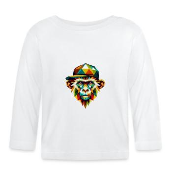 Geometrische Affenkunst Cooles buntes Hipster-Design - Baby Bio-Langarmshirt - Weiß - Vorne