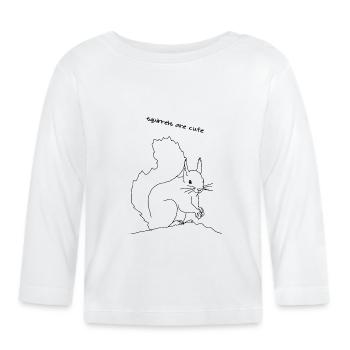 Écureuil mignon, lineart - T-shirt manches longues bio Bébé - blanc - Devant