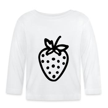 Erdbeere - Baby Bio-Langarmshirt - Weiß - Vorne