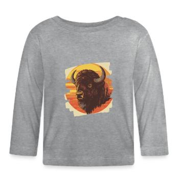 Bison Retro - Baby Bio-Langarmshirt - Grau meliert - Vorne