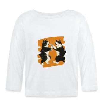 Pelea de gatos japoneses - Camiseta manga larga orgánico bebé - blanco - delante
