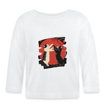 Pelea de gatos japoneses - Camiseta manga larga orgánico bebé - blanco - delante