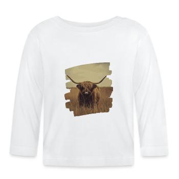 Bovins écossais des Highlands - T-shirt manches longues bio Bébé - blanc - Devant