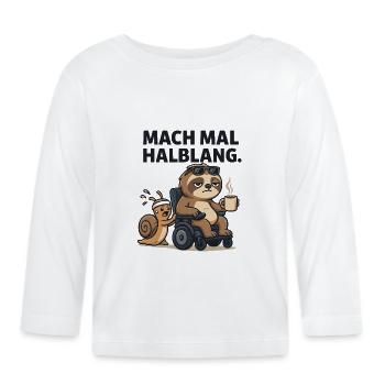 Faultier und Schnecke Kaffee Pause Humor Lustig - Baby Bio-Langarmshirt - Weiß - Vorne