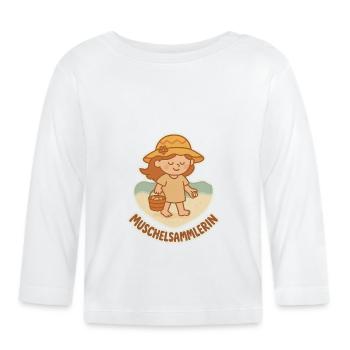 Muschelsammlerin – Sommer Strand Design - Baby Bio-Langarmshirt - Weiß - Vorne