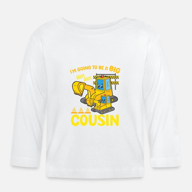 Grande conception d’excavatrice de constructeur - T-shirt manches longues bio Bébé - blanc