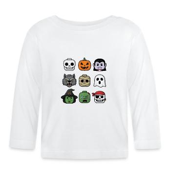 Halloween Blocs de construction Têtes Jeunesse Enfant Halloween - T-shirt manches longues bio Bébé - blanc - Devant