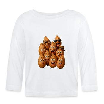 Troupe de patates qui rient - T-shirt manches longues bio Bébé - blanc - Devant