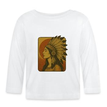 Coiffe en plumes amérindiennes vintage - T-shirt manches longues bio Bébé - blanc - Devant