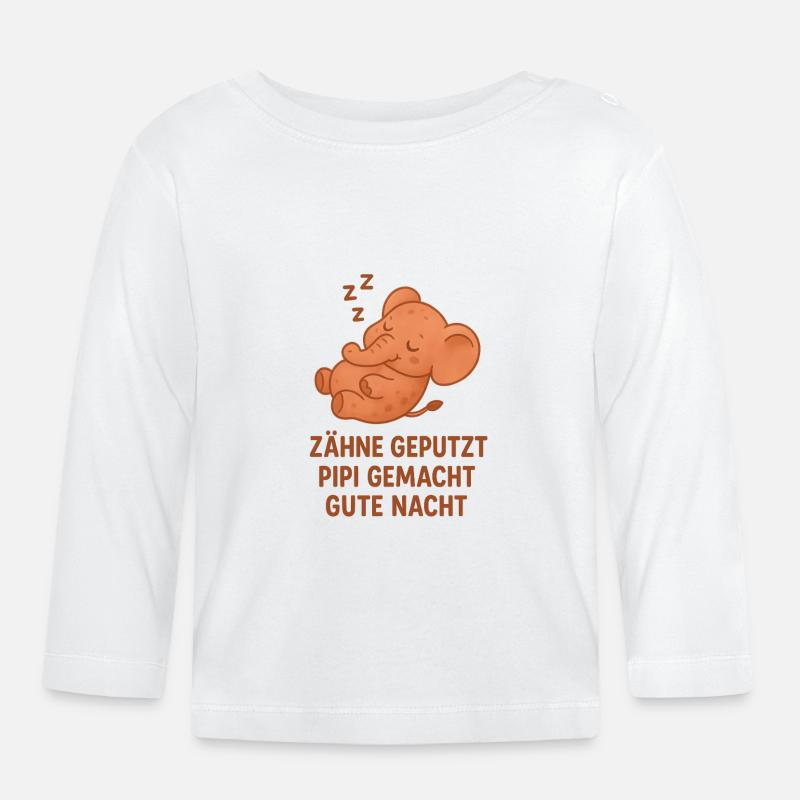 Dents de berceuse d’éléphant brossées - T-shirt manches longues bio Bébé - blanc