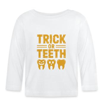 T-shirts Halloween Trick or Teeth - T-shirt manches longues bio Bébé - blanc - Devant