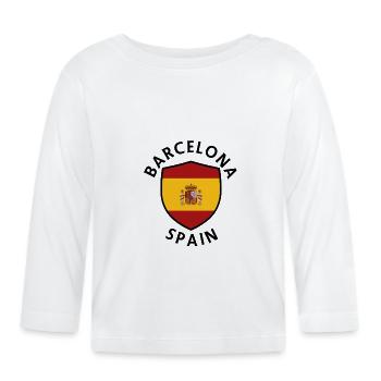 Bouclier de Barcelone dans un drapeau coloré - T-shirt manches longues bio Bébé - blanc - Devant