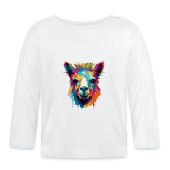Llama Farbexplosion Popart - Baby Bio-Langarmshirt - Weiß - Vorne