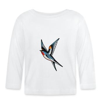 Hirondelle tatouée classique - T-shirt manches longues bio Bébé - blanc - Devant
