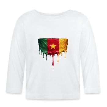 Art de drapeau de largage du Cameroun - T-shirt manches longues bio Bébé - blanc - Devant